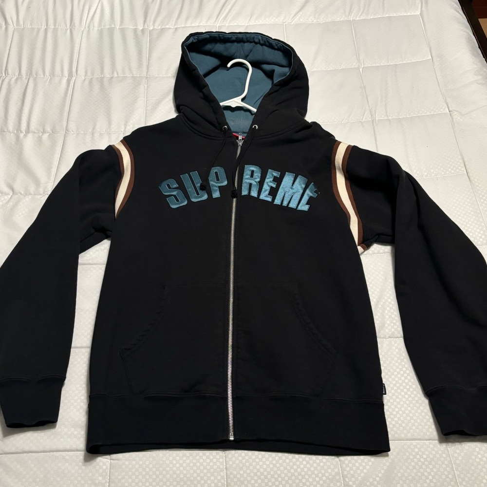 Supreme Jet Sleeve Zip Up Hooded Sweatshirt